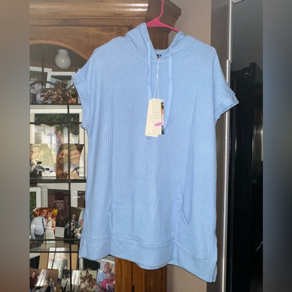 NEW NWT Light Blue Hooded SWIM COVER UP / Tunic Top
